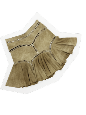 Roberto Cavalli suede cutout ruffle skirt — JAMES VELORIA